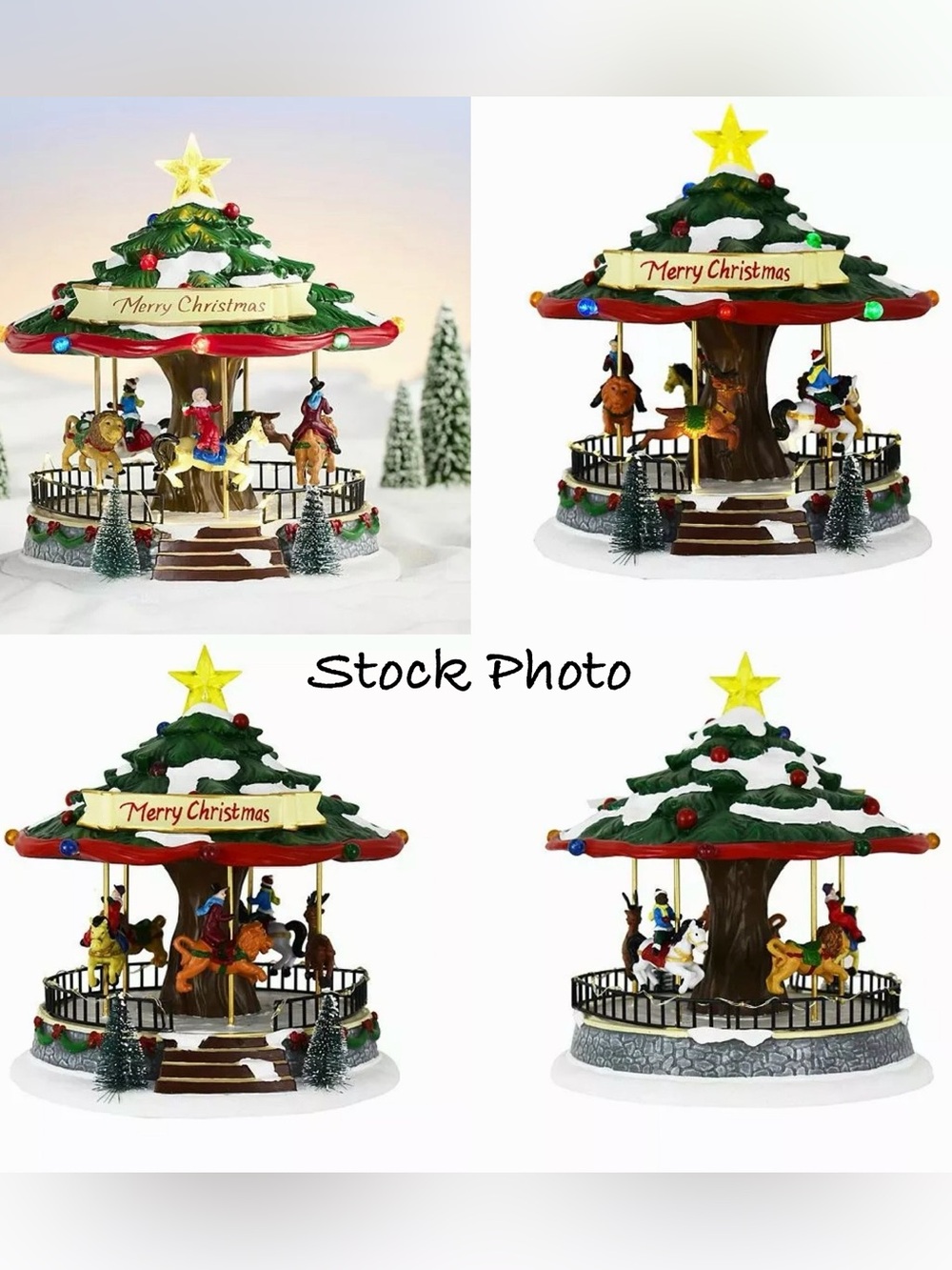 St Nicholas Square Tree Carousel 2022 Musical Animated Lighted Christmas Village - Picture 12 of 12